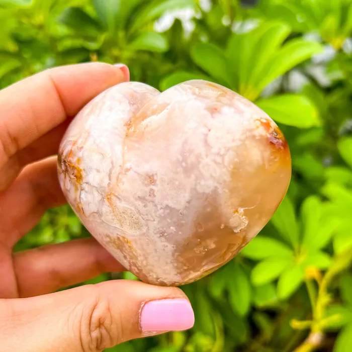 Necklaces Magic Crystals Natural Cherry Blossom Flower Agate Heart