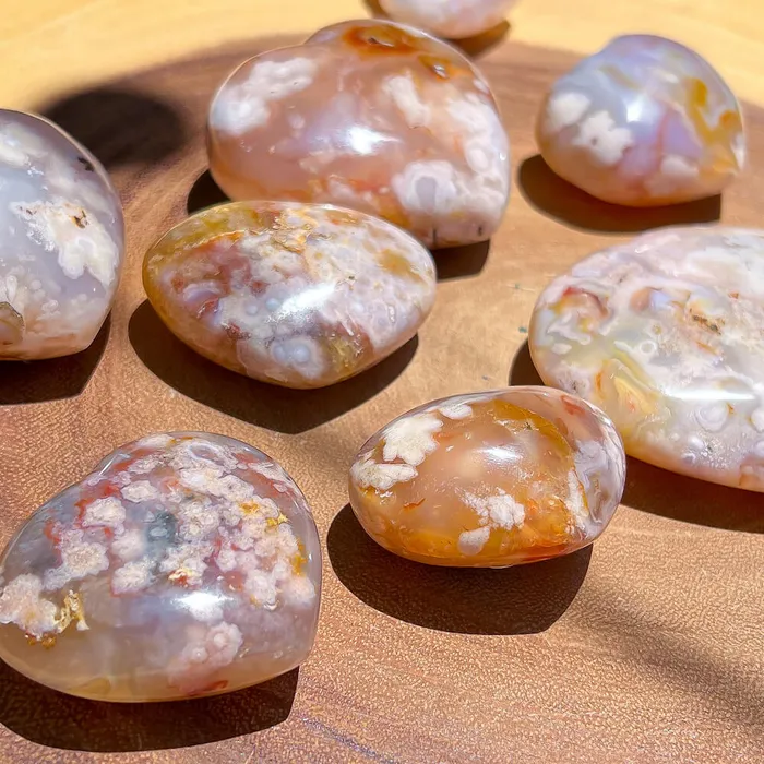 Necklaces Magic Crystals Natural Cherry Blossom Flower Agate Heart