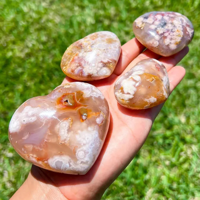 Necklaces Magic Crystals Natural Cherry Blossom Flower Agate Heart