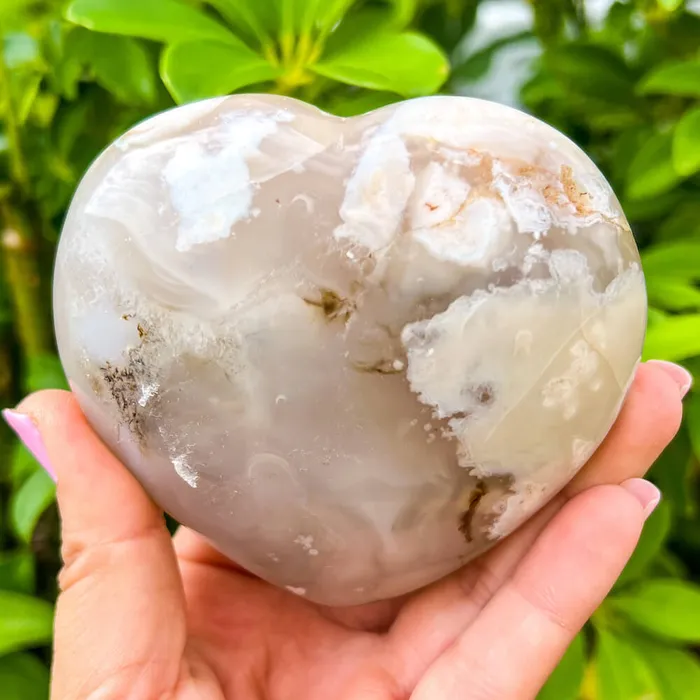Necklaces Magic Crystals Natural Cherry Blossom Flower Agate Heart