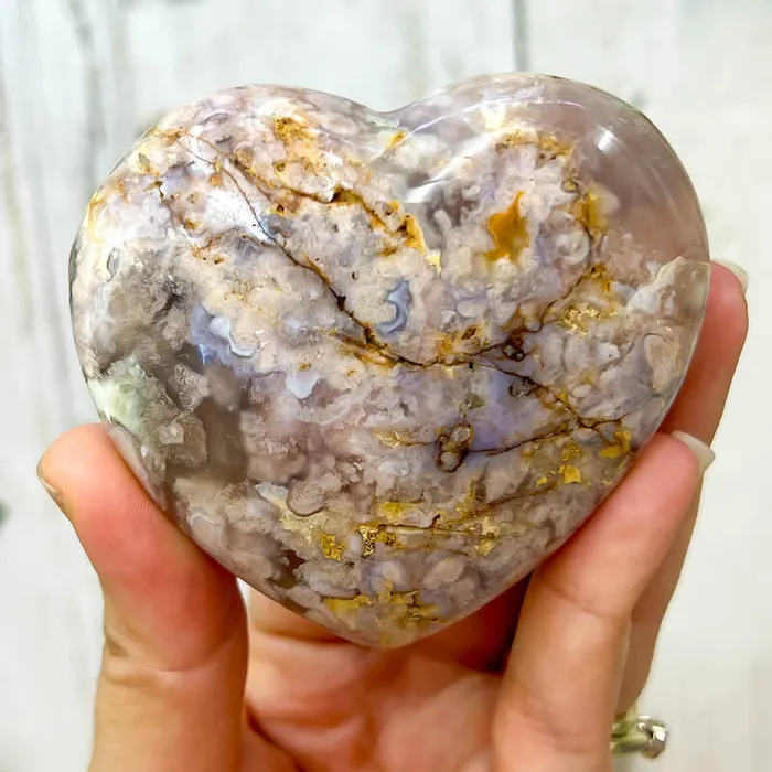 Necklaces Magic Crystals Natural Cherry Blossom Flower Agate Heart