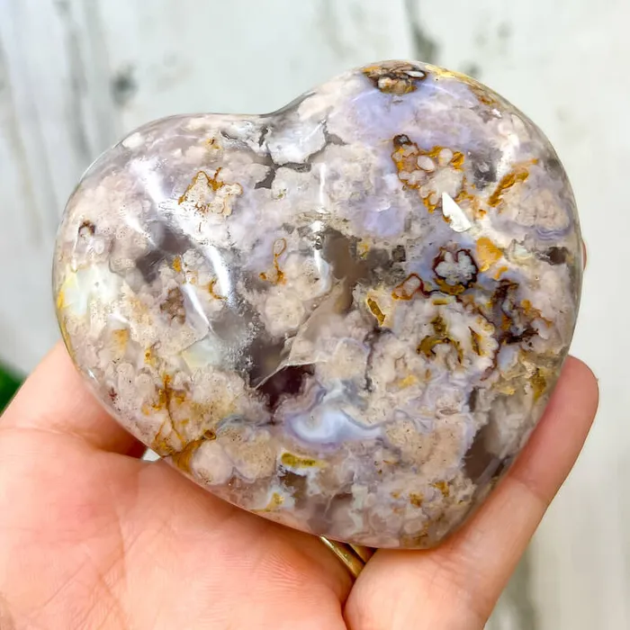 Necklaces Magic Crystals Natural Cherry Blossom Flower Agate Heart