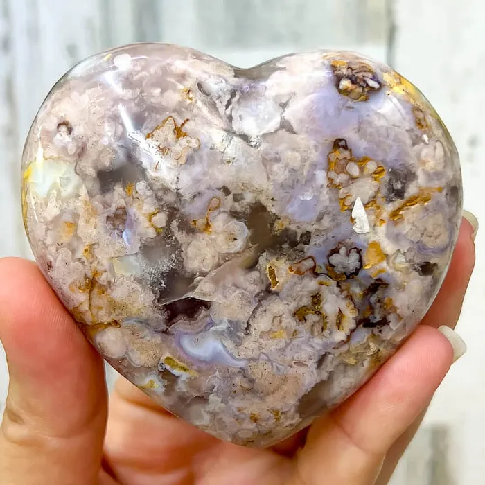Necklaces Magic Crystals Natural Cherry Blossom Flower Agate Heart