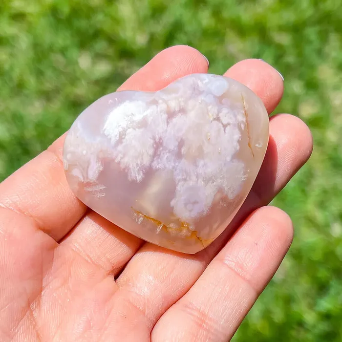 Necklaces Magic Crystals Natural Cherry Blossom Flower Agate Heart