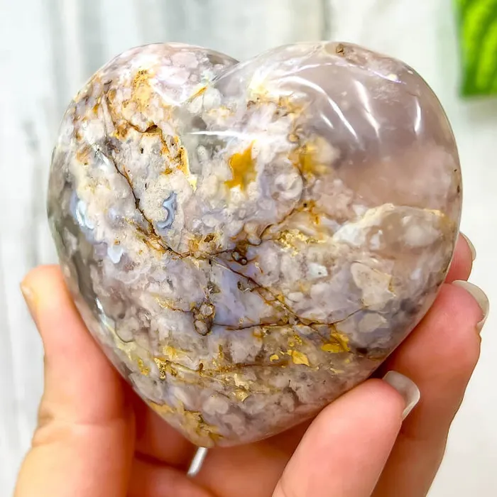 Necklaces Magic Crystals Natural Cherry Blossom Flower Agate Heart