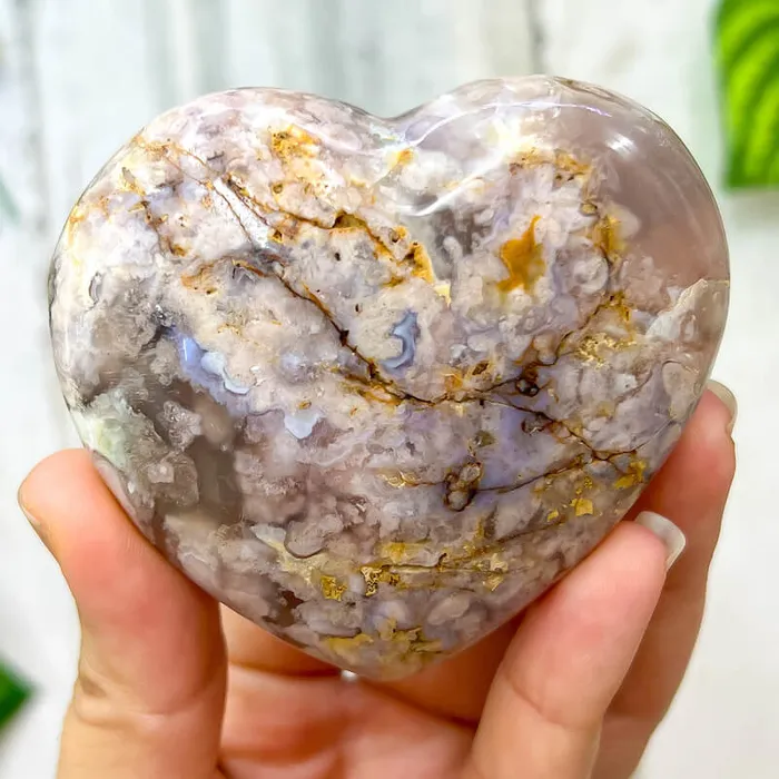 Necklaces Magic Crystals Natural Cherry Blossom Flower Agate Heart