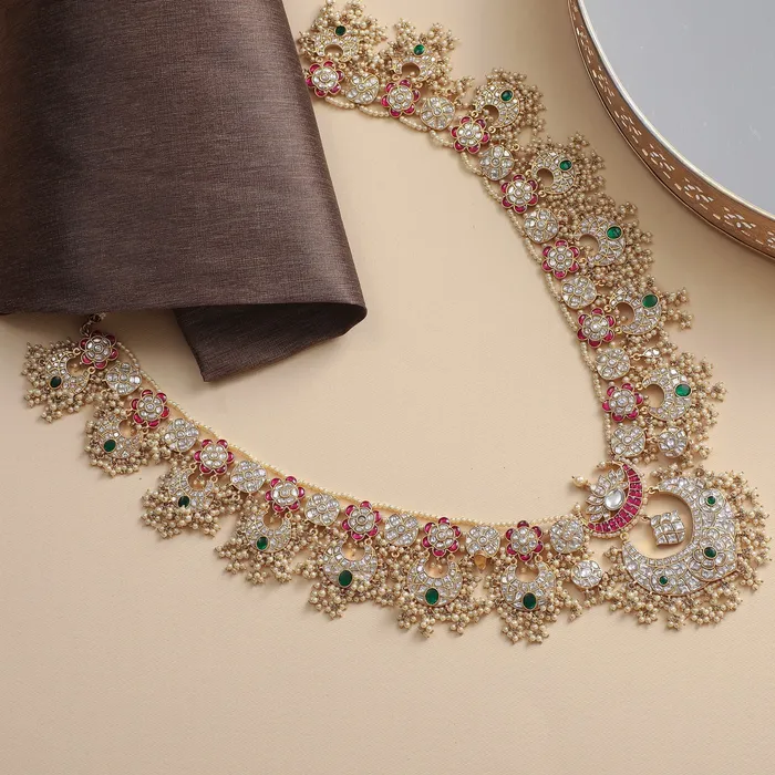 Necklaces Mahnaz Kemp Jadau Silver Guttapusalu Long Necklace SILVER