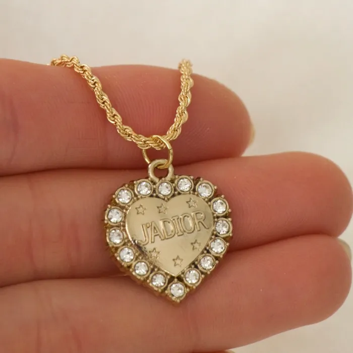 Necklaces Reluxe Vintage Jadior Pave Heart Necklace