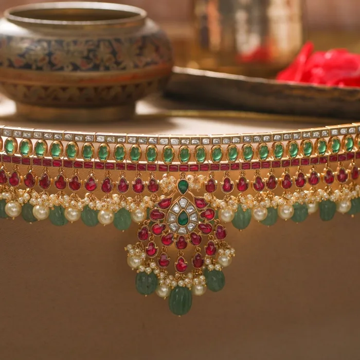 Necklaces SILVER Nargis Jadau Silver Bridal Choker Necklace