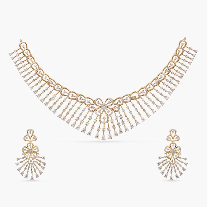 Necklaces SILVER Prafulti Zircon Silver Necklace Set