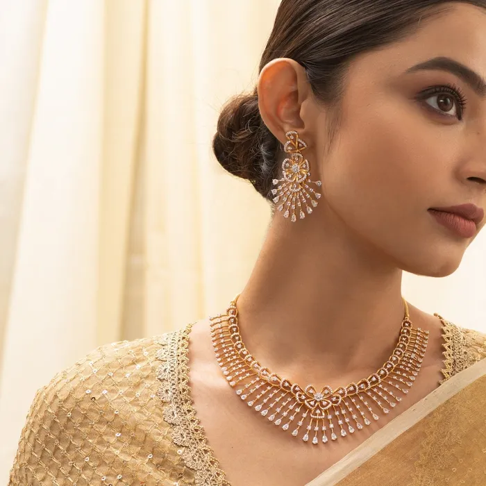 Necklaces SILVER Prafulti Zircon Silver Necklace Set