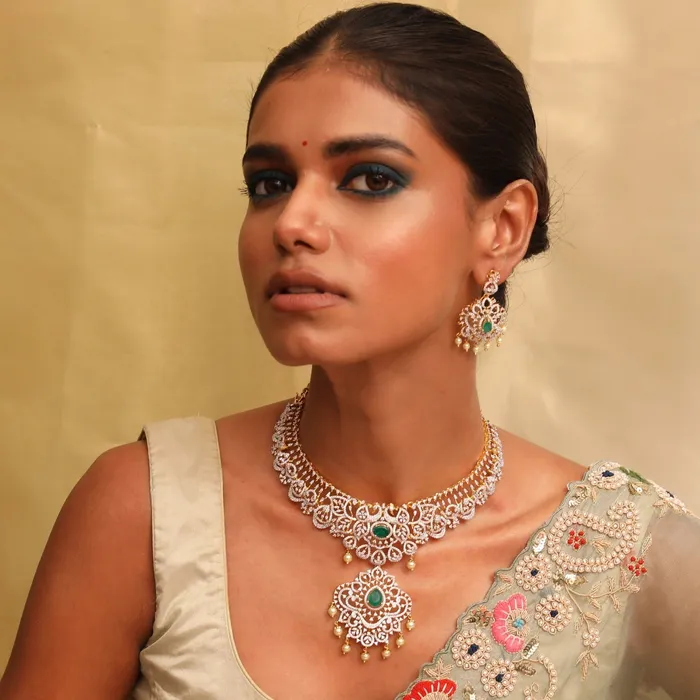 Necklaces SILVER Riyana CZ Silver Necklace Set