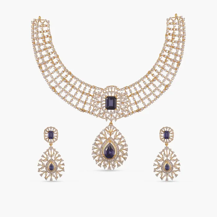 Necklaces SILVER Star Shine CZ Silver Necklace Set