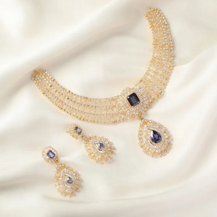 Necklaces SILVER Star Shine CZ Silver Necklace Set