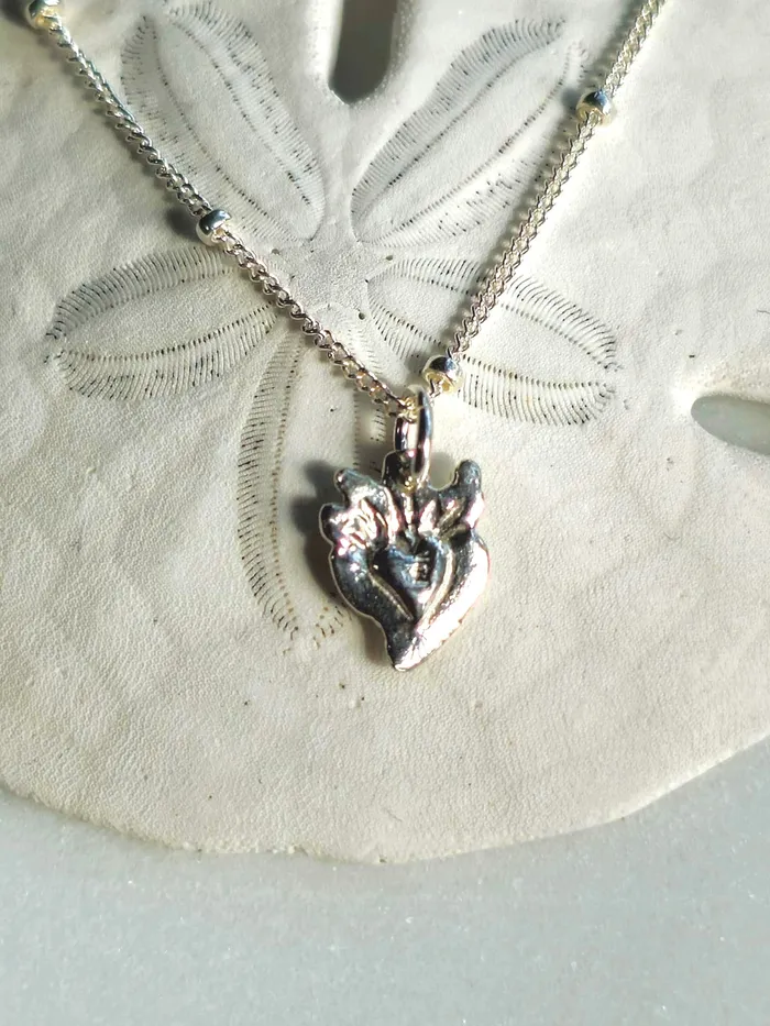 Necklaces The Little Catholic Tiny Sacred Heart Necklace in Sterling Silver