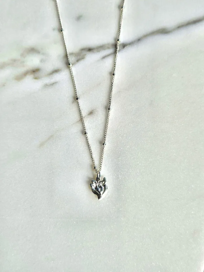 Necklaces The Little Catholic Tiny Sacred Heart Necklace in Sterling Silver