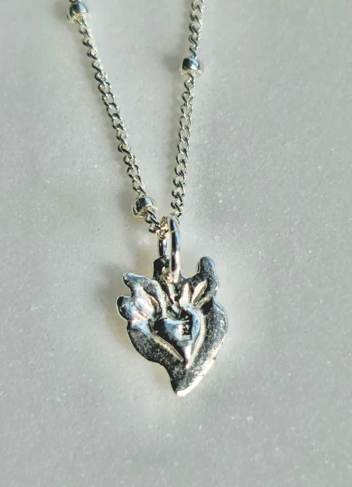 Necklaces The Little Catholic Tiny Sacred Heart Necklace in Sterling Silver
