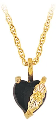 Necklaces TR Jewelry Concepts Black Hills Gold Onyx Heart Pendant