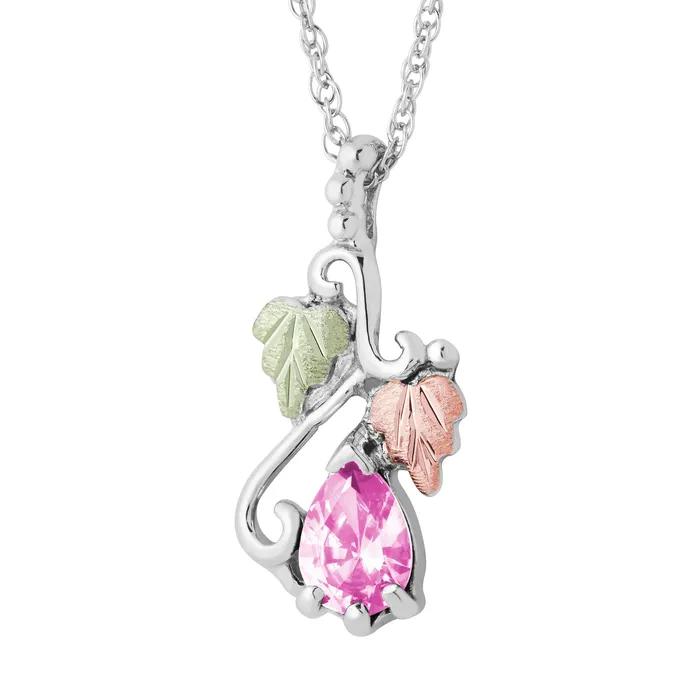 Necklaces TR Jewelry Concepts Landstroms Black Hills Gold Silver October Pear Shaped Birthstone Pendant