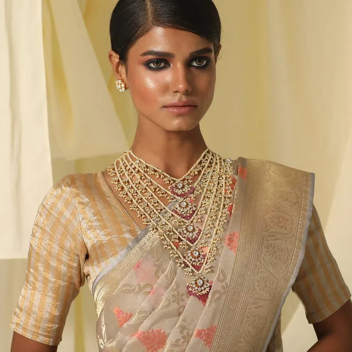 Necklaces Vihara Jadau Multilayered Silver Necklace SILVER