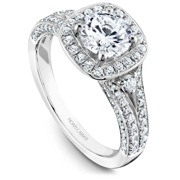 Noam Carver White Gold 3Sided Channel Set Diamond Engagement Ring Setting with Halo International Diamond Center Rings Noam Carver White Gold 3Sided Channel Set Diamond Engagement Ring Setting with Halo International Diamond Center Rings