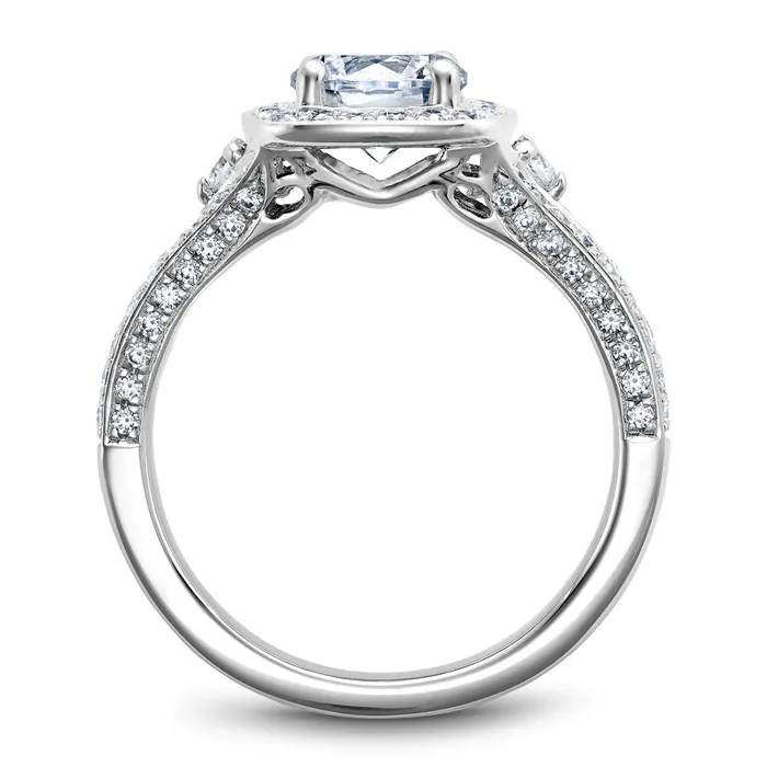 Noam Carver White Gold 3Sided Channel Set Diamond Engagement Ring Setting with Halo International Diamond Center Rings
