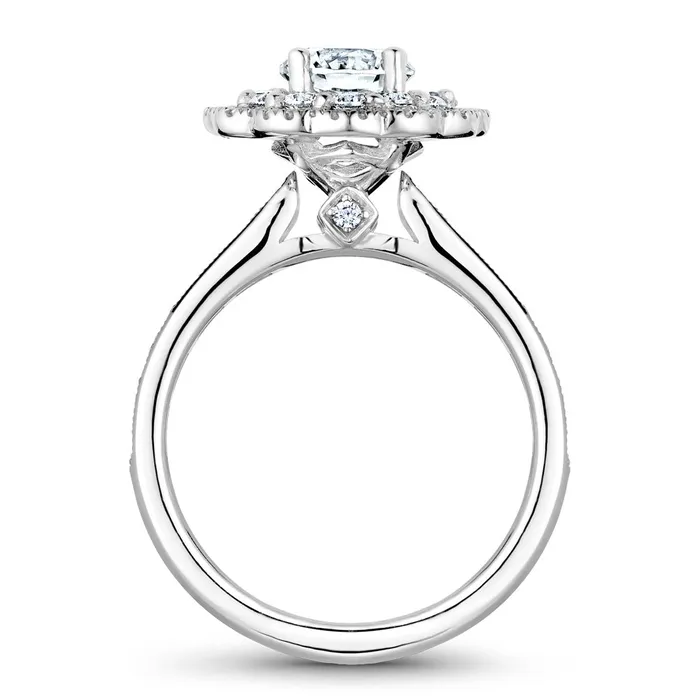 Noam Carver White Gold Floral Double Halo Engagement Ring Setting 081 CTW International Diamond Center Rings