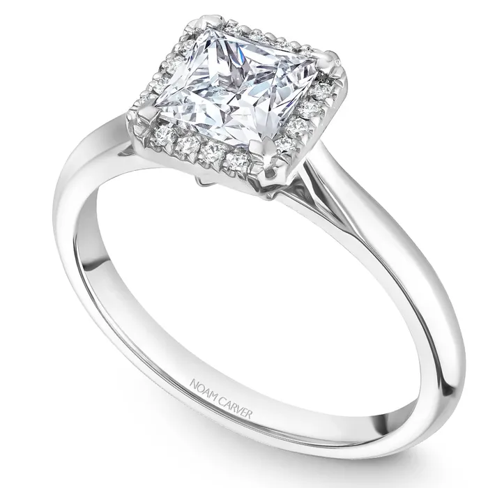 Noam Carver White Gold Princess Engagement Ring Setting with Diamond Halo 008 CTW International Diamond Center Rings Noam Carver White Gold Princess Engagement Ring Setting with Diamond Halo 008 CTW International Diamond Center Rings