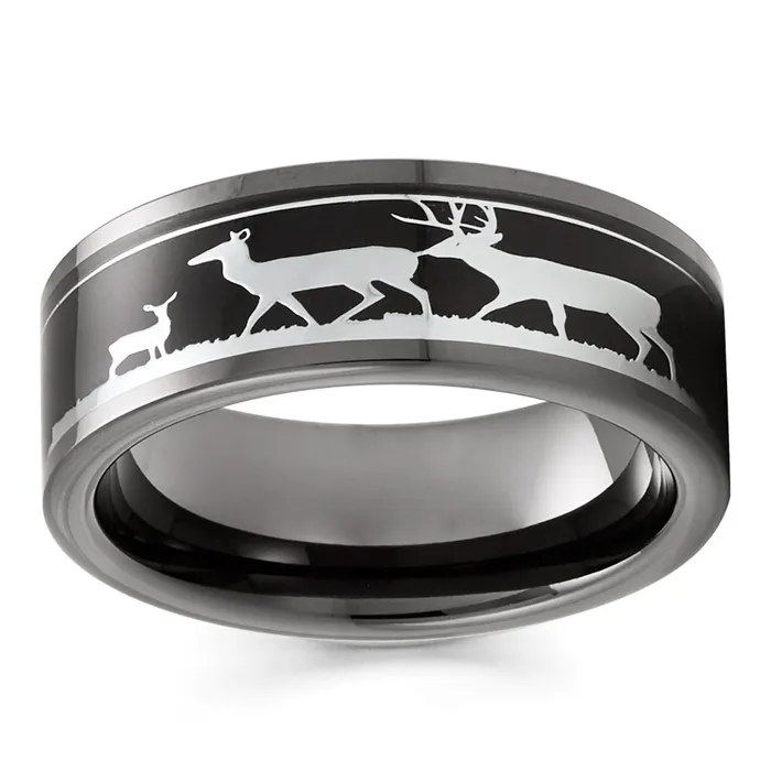 Outdoorsman Ring Deer Hunter Tungsten Ring Gunmetal Wedding Ring Tungsten Ring Clean Casting Jewelry Rings Outdoorsman Ring Deer Hunter Tungsten Ring Gunmetal Wedding Ring Tungsten Ring Clean Casting Jewelry Rings