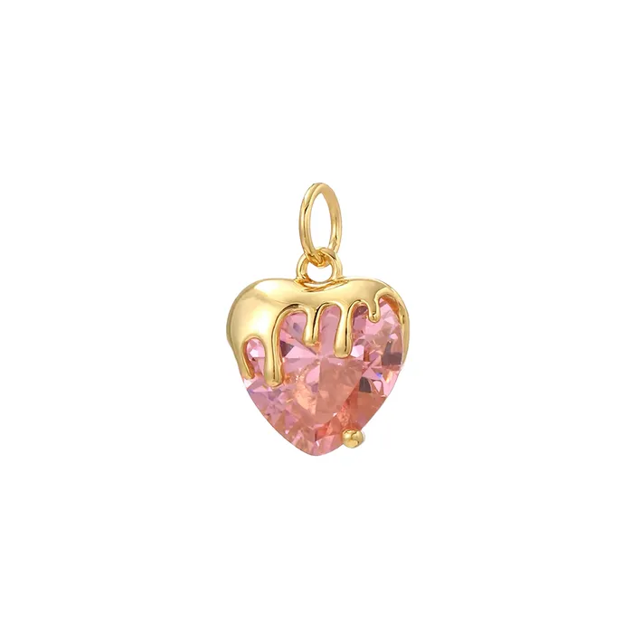 Pink Dripping Heart Charm VibeSzn Charm Necklaces