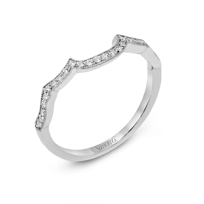 PreStyled Sets International Diamond Center Simon G Wedding Band in 18k Gold with Diamonds PreStyled Sets International Diamond Center Simon G Wedding Band in 18k Gold with Diamonds