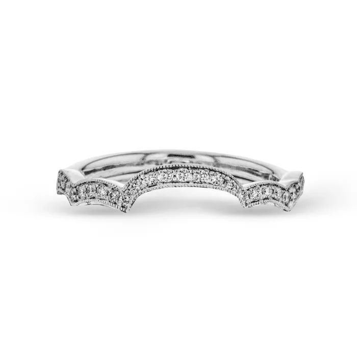 PreStyled Sets International Diamond Center Simon G Wedding Band in 18k Gold with Diamonds PreStyled Sets International Diamond Center Simon G Wedding Band in 18k Gold with Diamonds