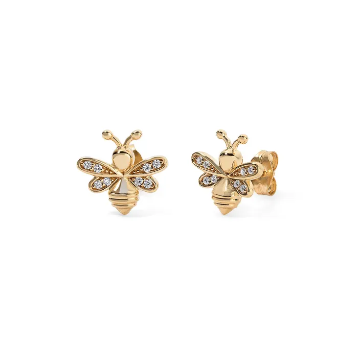 PreStyled Sets SG Fine Gold and Diamond Bee Studs