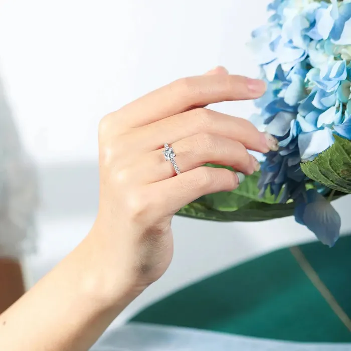 Princess Cut White Gold Moissanite Engagement Ring 1CT Luxus Moissanite Rings