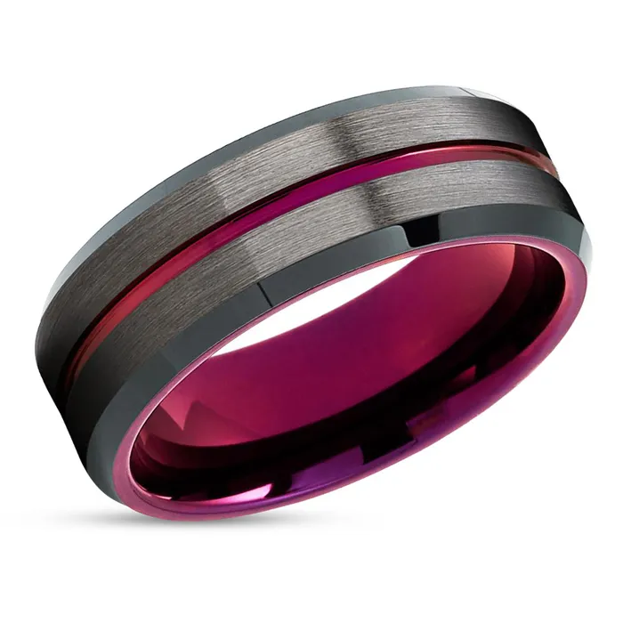 Purple Tungsten Ring Purple Wedding Ring Gunmetal Tungsten Ring Brush Clean Casting Jewelry Rings Purple Tungsten Ring Purple Wedding Ring Gunmetal Tungsten Ring Brush Clean Casting Jewelry Rings