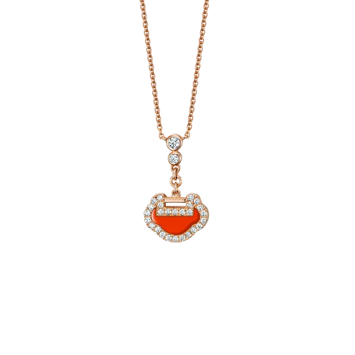 Qeelin Petite Yu Yi Necklace Red Agate Necklaces