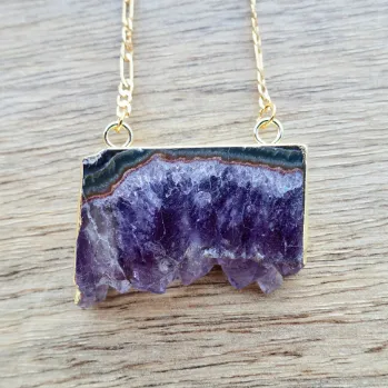 Raw Amethyst Stone Necklace 18k Gold Plated Magic Crystals Necklaces
