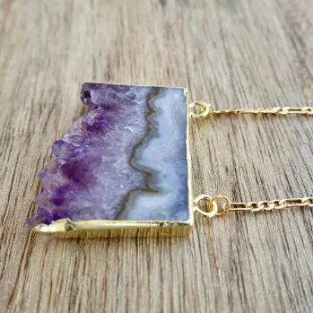 Raw Amethyst Stone Necklace 18k Gold Plated Magic Crystals Necklaces