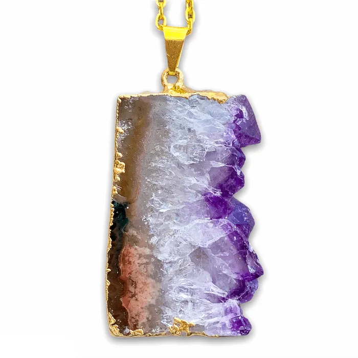 Raw Amethyst Stone Necklace 18k Gold Plated Magic Crystals Necklaces