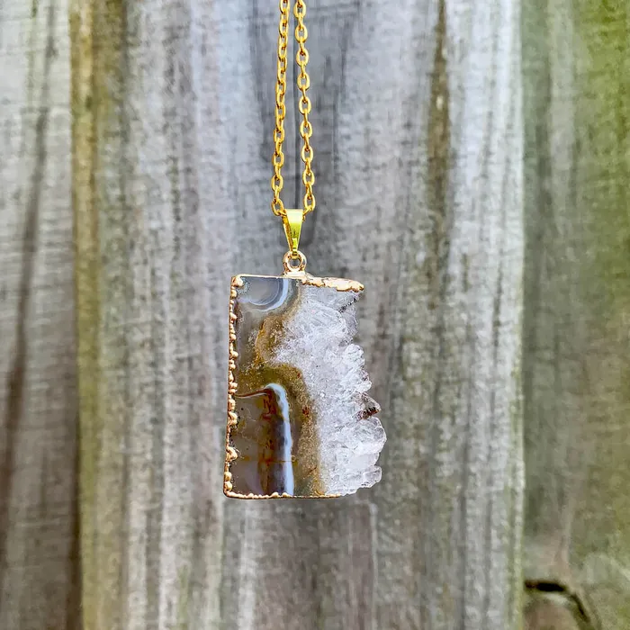 Raw Amethyst Stone Necklace 18k Gold Plated Magic Crystals Necklaces
