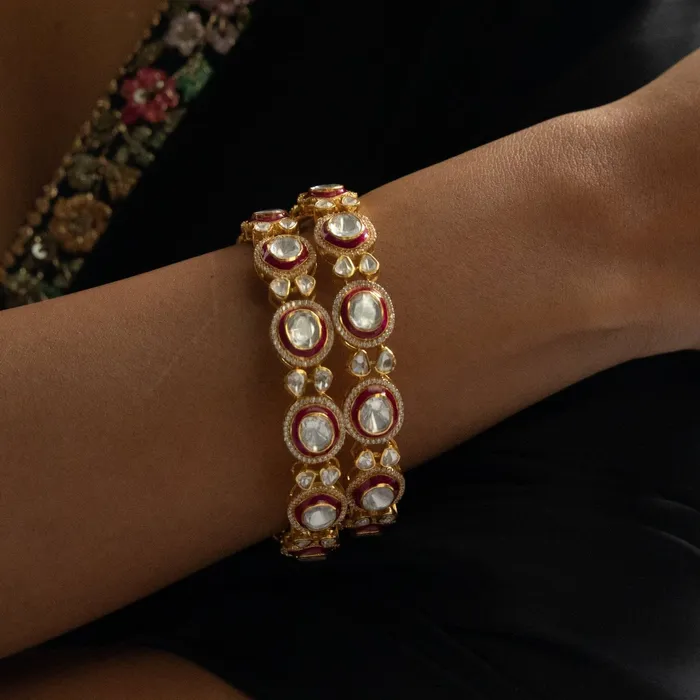 Red Elegance Moissanite Silver Bangles SILVER Rings