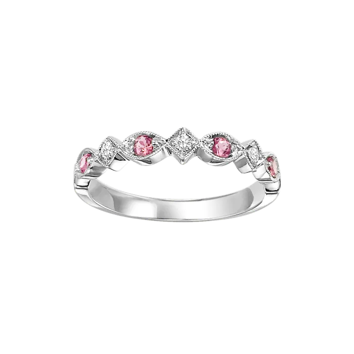 Rings 10k White Gold Mix Prong Pink Tourmaline Band 120CT International Diamond Center Rings 10k White Gold Mix Prong Pink Tourmaline Band 120CT International Diamond Center