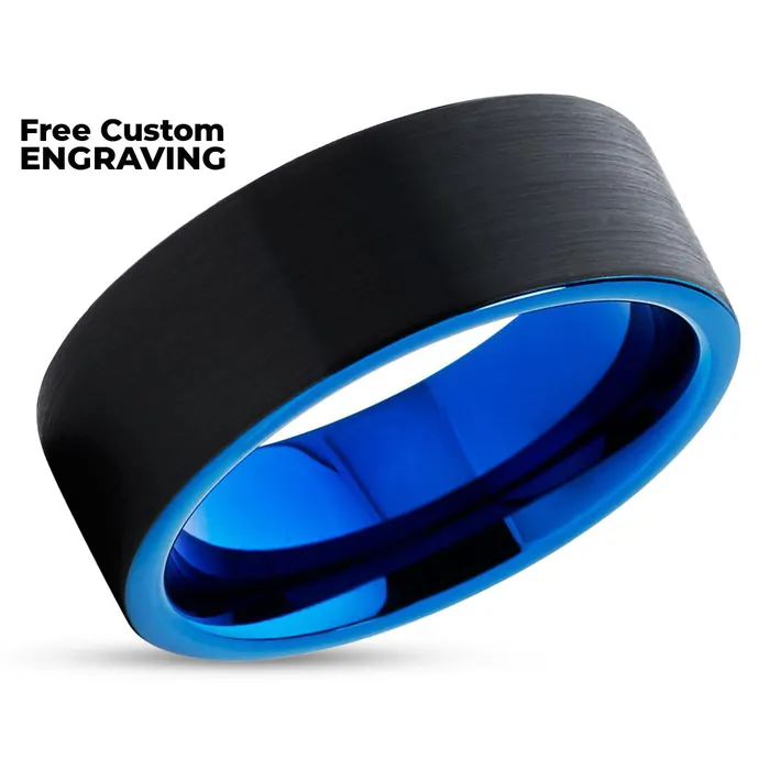 Rings Clean Casting Jewelry Black Tungsten Wedding Band Blue Tungsten Ring Tungsten Wedding Band