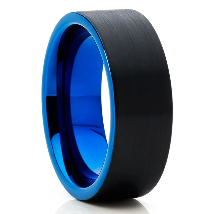 Rings Clean Casting Jewelry Black Tungsten Wedding Band Blue Tungsten Ring Tungsten Wedding Band