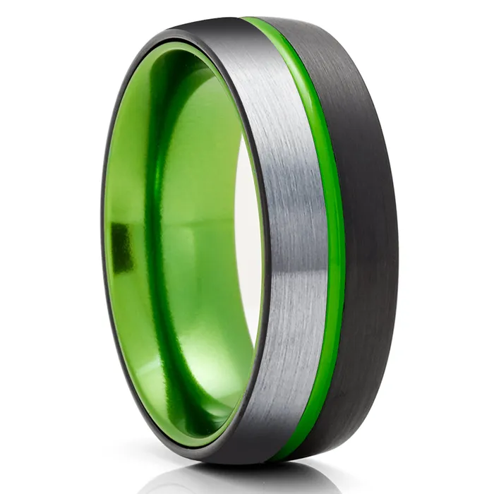 Rings Clean Casting Jewelry Black Wedding Ring Green Tungsten Ring Tungsten Wedding Ring Green Tungsten Band