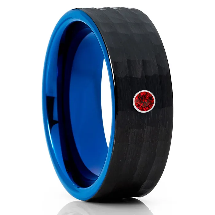 Rings Clean Casting Jewelry Blue Wedding Ring Ruby Tungsten Wedding Band Black Wedding Ring Ruby Ring