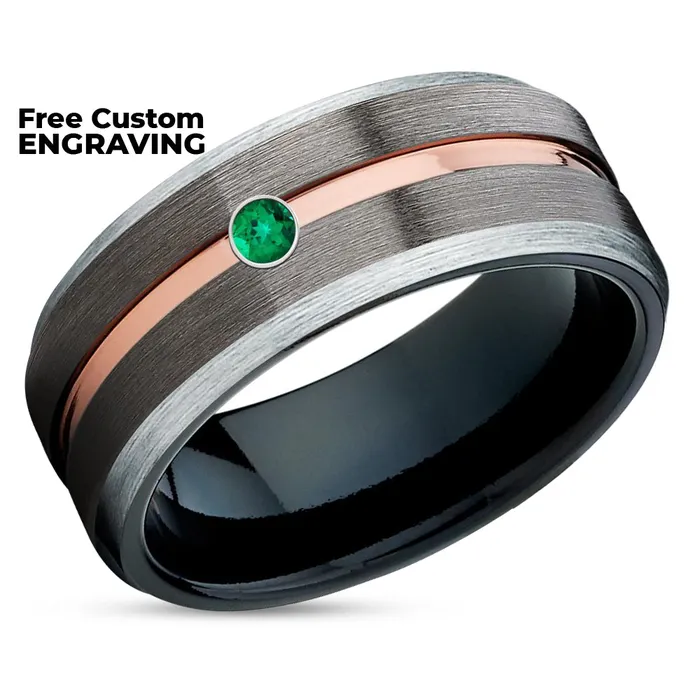Rings Clean Casting Jewelry Emerald Tungsten Ring Gunmetal Tungsten Ring Rose Gold Tungsten Ring
