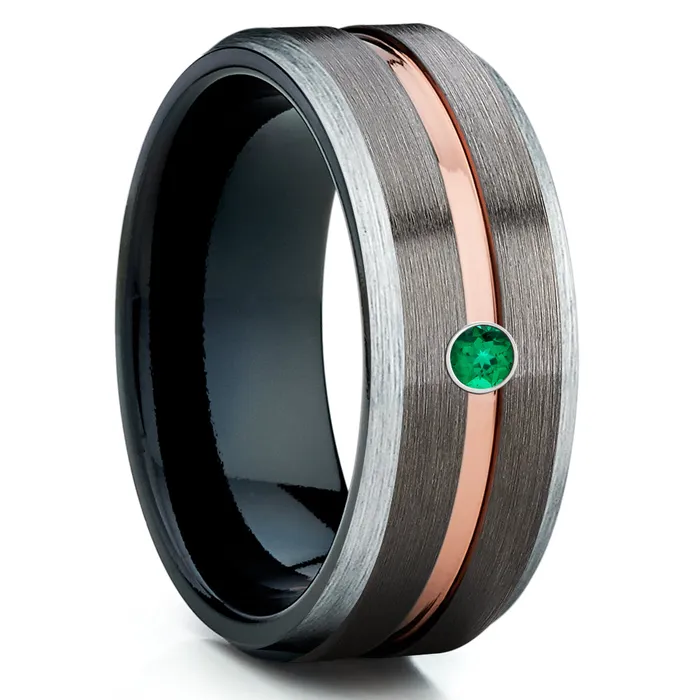 Rings Clean Casting Jewelry Emerald Tungsten Ring Gunmetal Tungsten Ring Rose Gold Tungsten Ring