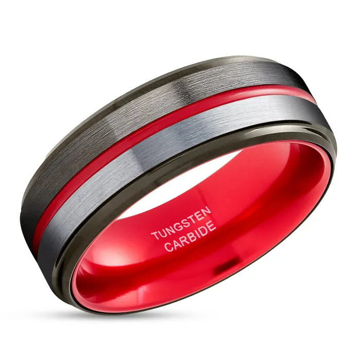 Rings Clean Casting Jewelry Red Tungsten Ring Gunmetal Wedding Ring Tungsten Carbide Ring Red Wedding Band Rings Clean Casting Jewelry Red Tungsten Ring Gunmetal Wedding Ring Tungsten Carbide Ring Red Wedding Band