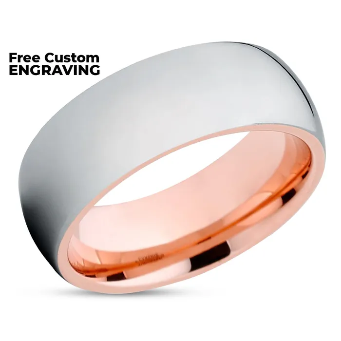 Rings Clean Casting Jewelry Rose Gold Tungsten Shiny Polish Tungsten Wedding Band Wedding Ring